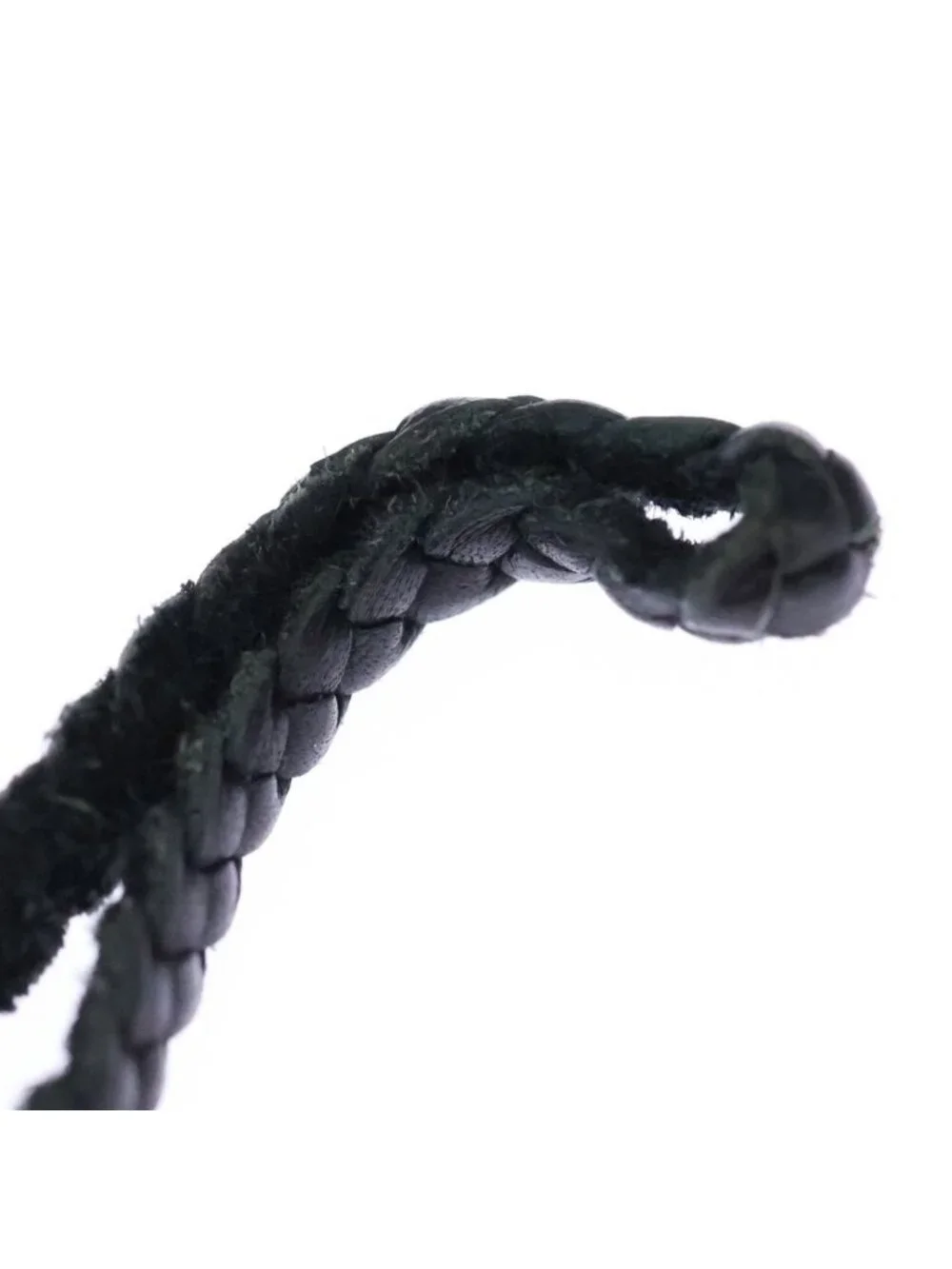 Chrome Hearts Leather Braid Scroll Necklace Black Silver